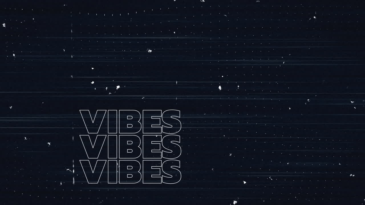 Animation of good vibes text over digital interface