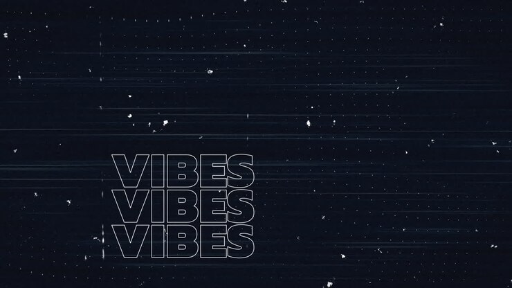 Animazione del testo "good vibes" su interfaccia digitale.