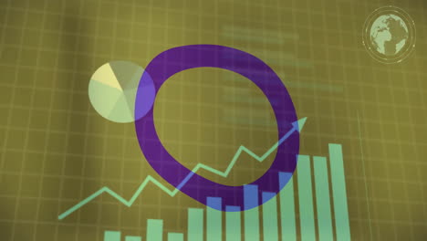 financial growth chart and pie chart over pride flag animation