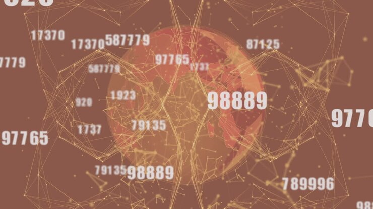 Animation of network of connections and data processing on interface