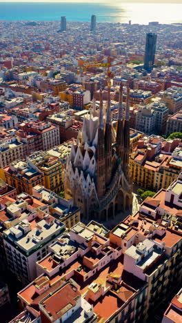 aerial view of sagrada familia in barcelona