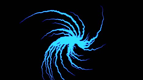 twisting spiral of tentacles. animation. abstract animation of spiral growing out of middle like roots on black background. spiral like roots or brain impulses grows