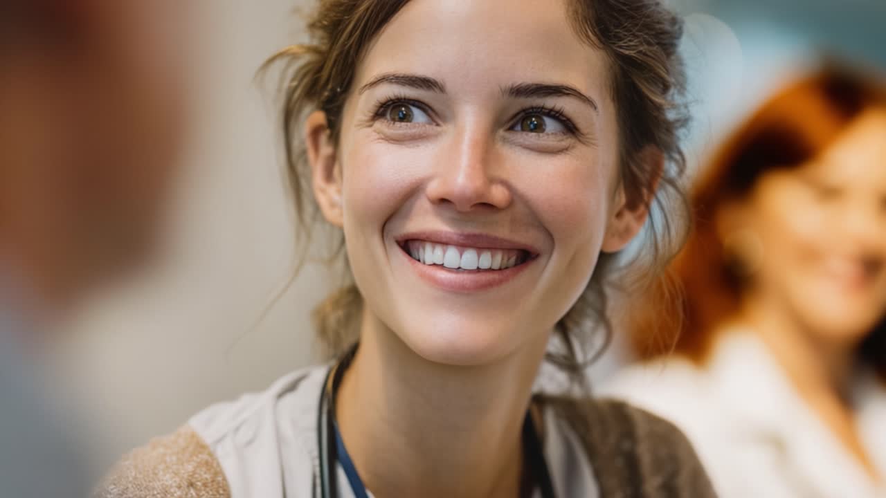 A Radiant Smile: Capturing the Joy and Empathy of a Healthcare Professional Engaging with Patients in a Collaborative Environment