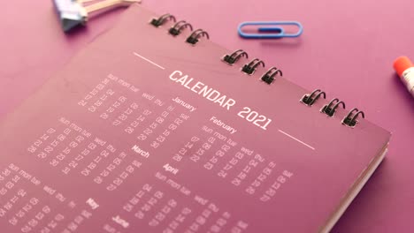 2021 calendar close up