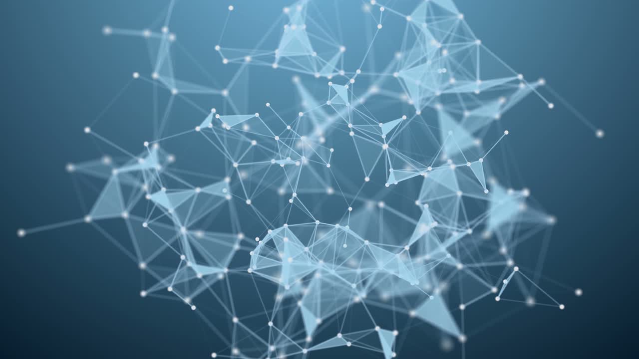 animación futurista del plexo con triángulos brillantes en cámara lenta, 4096x2304 bucle 4k