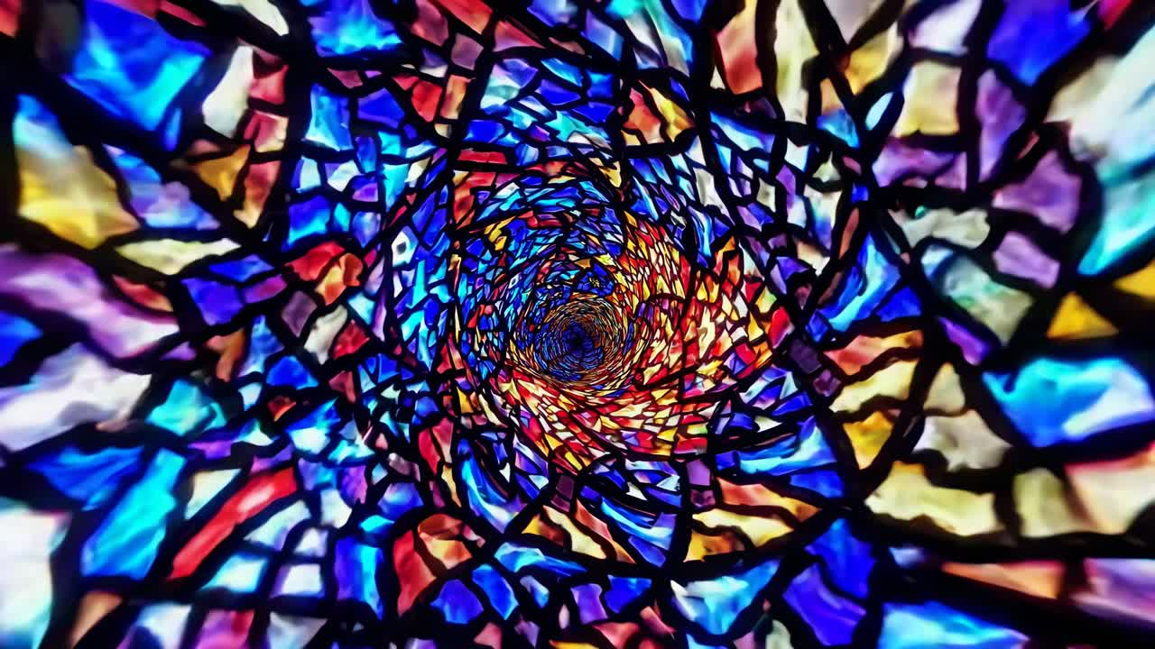 Spirale astratta e colorata in vetro colorato