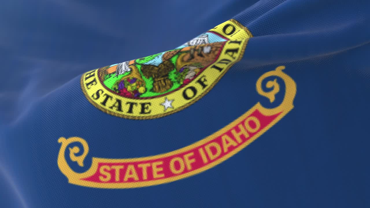 Bandiera dello stato dell'Idaho che sventola al vento, regione degli Stati Uniti - loop