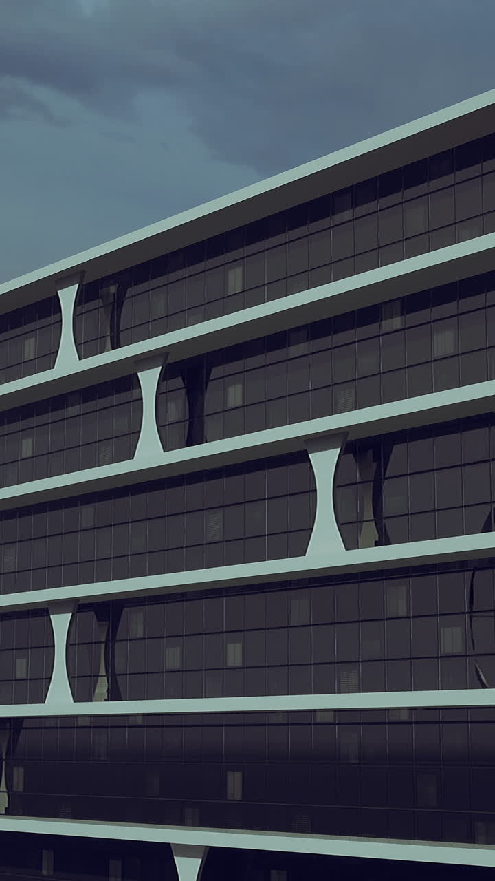 Modern architecture showcases sleek design in urban landscape at dusk