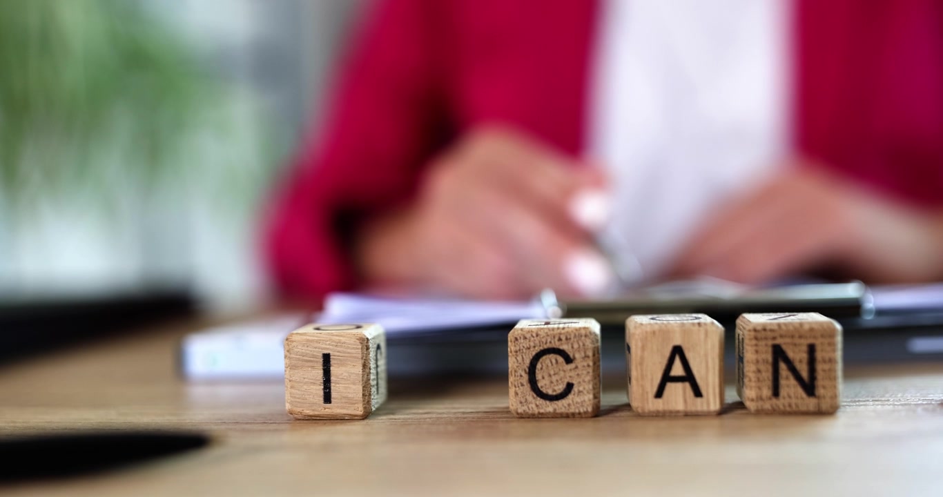 I can letters on wooden cubes closeup
