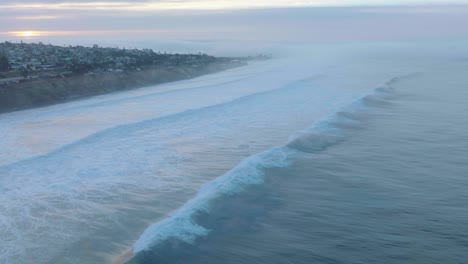 morning sunrise with big waves.