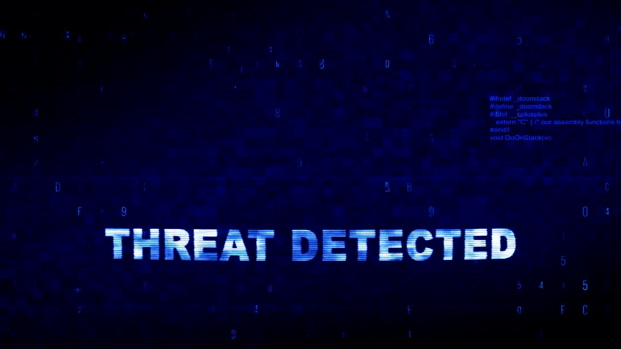 Threat Detected Text Digital Noise Twitch Glitch Distortion Effect Error Loop Animation.