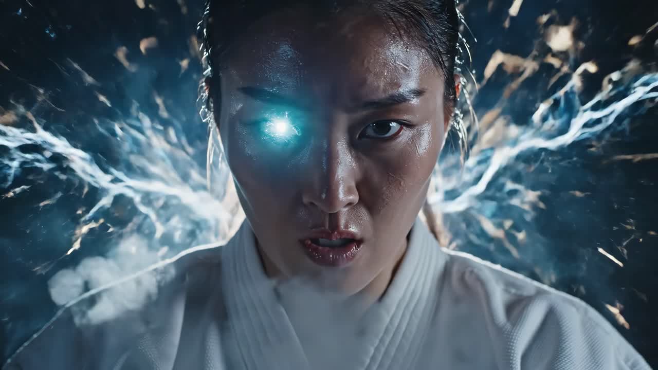 Cybernetic Martial Artist with Glowing Eye