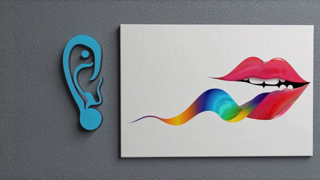 símbolo de accesibilidad con diseño artístico de labios y colores