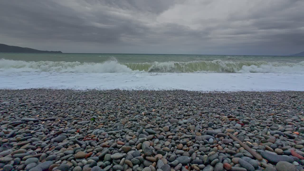 Pebble Beach Waves Under Stormy Sky Philippines