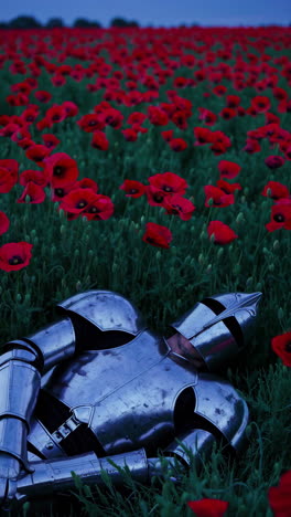 knight sleeping amongst poppies