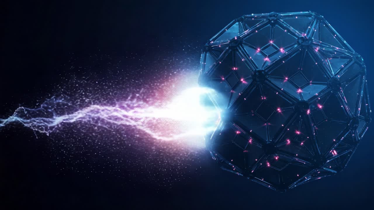 Una sfera energetica futuristica che emette impulsi vibranti di luce ed energia, catturando l'essenza del movimento e dell'innovazione tecnologica in una splendida rappresentazione visiva.