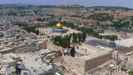 old city of jerusalem dome of the rock and western wall, aerial