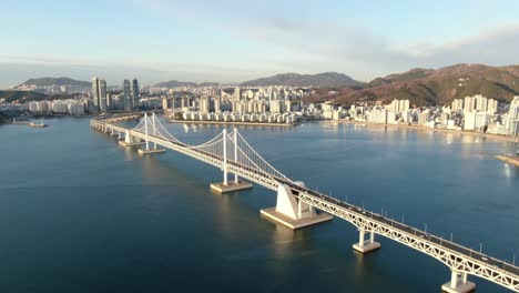 Gwagan-Bridge,-Busan-Korea-Drone-Aerial-View-in-4K