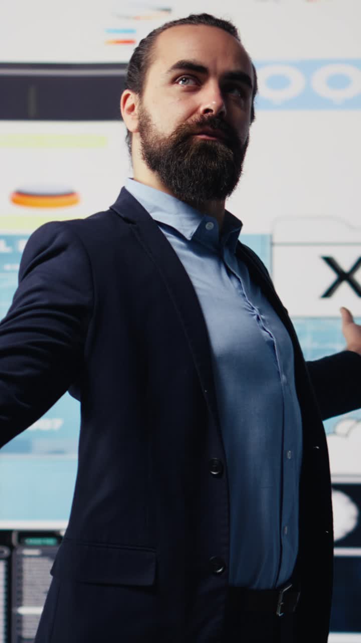 Vertical Video Unstoppable entrepreneur being confident with his successful business