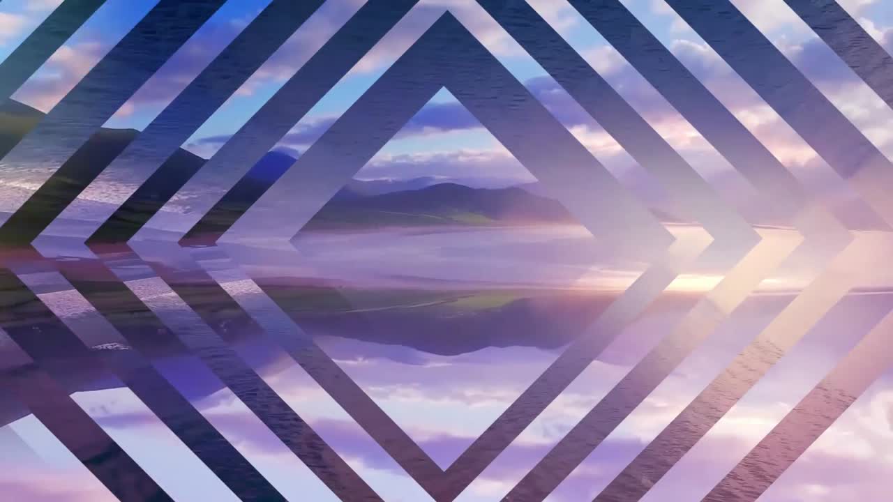 Mirror glass diamond shapes on coastline background