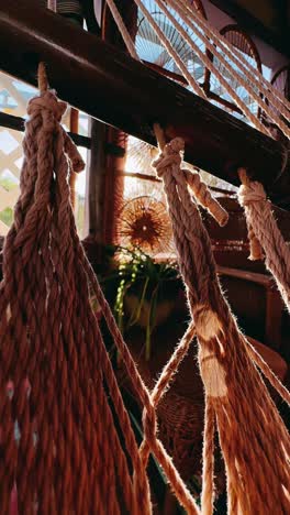 close-up of a hammock with rope details