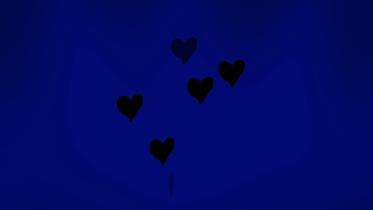 animación de corazones sobre un fondo azul oscuro