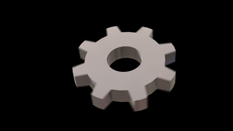 animation of grey cog over black background