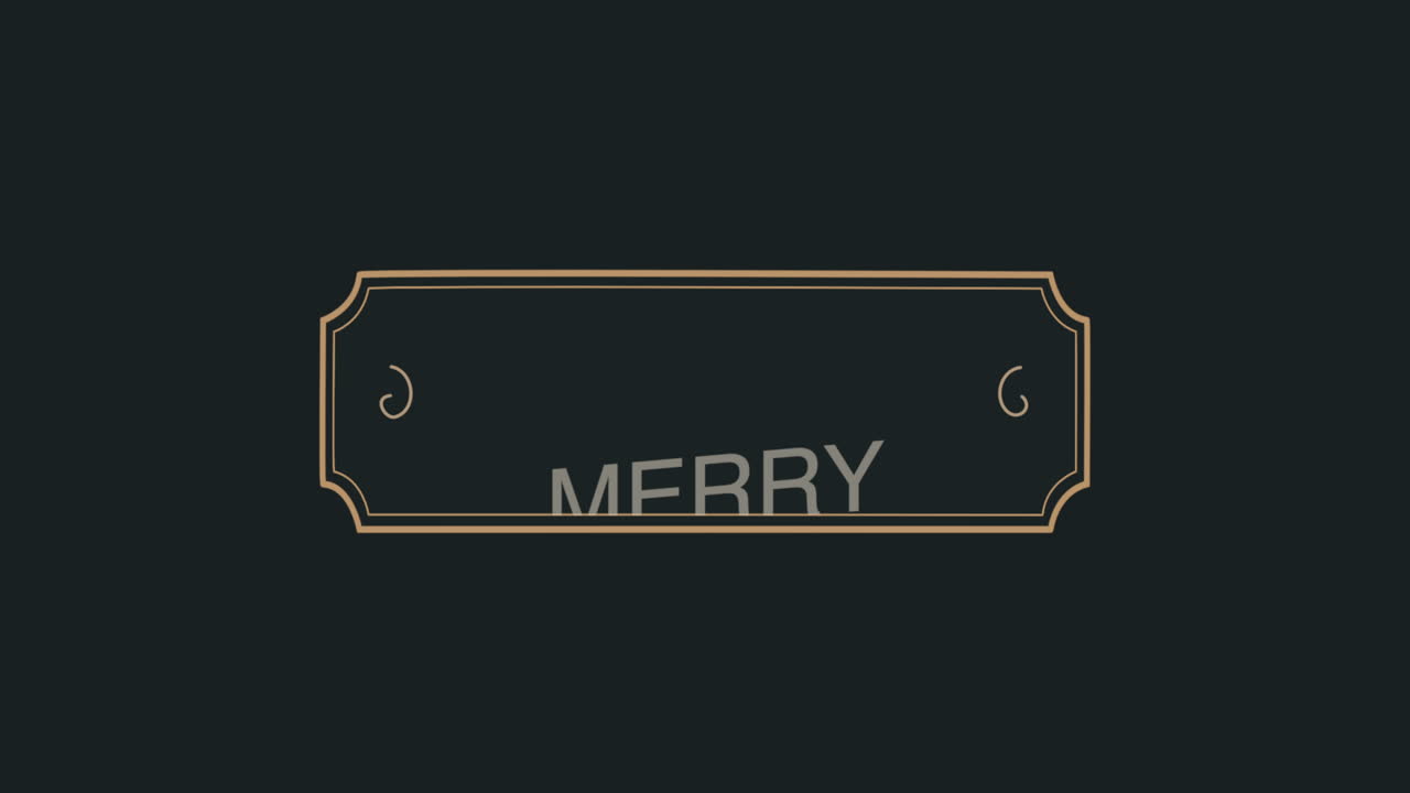 Retro Merry Christmas text in frame on black gradient