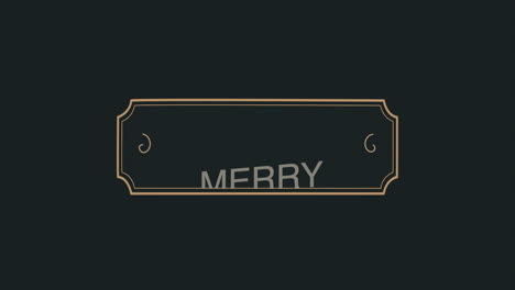 retro merry christmas text in frame on black gradient