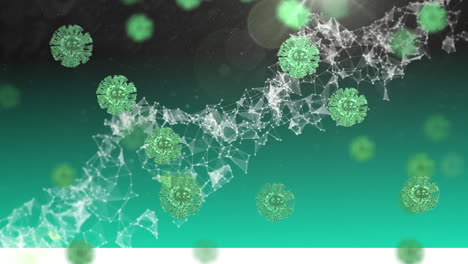 dna and coronavirus bacteria over gradient background.