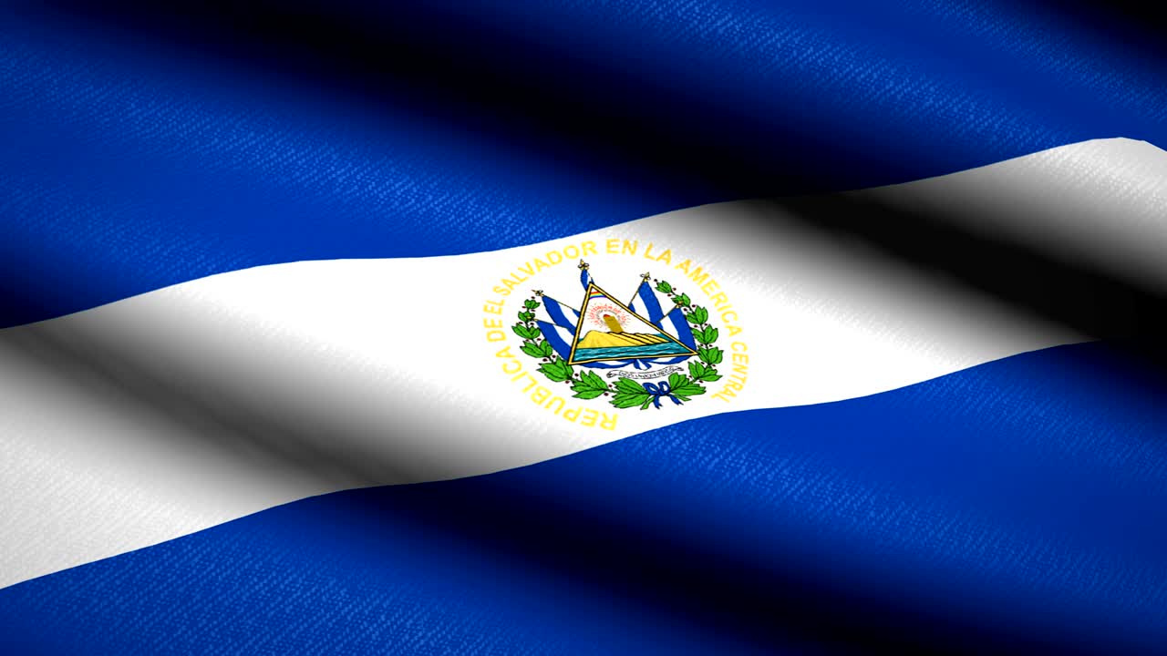 bandera de el salvador ondeando fondo textil con textura. animación de bucle sin costuras. pantalla completa. movimiento lento. video en 4k