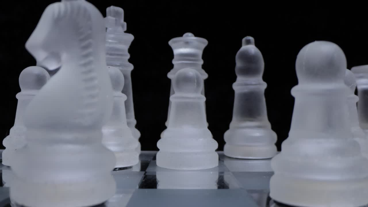 체스 사이에 카메라의 비행. 슈퍼 매크로 클로즈업.