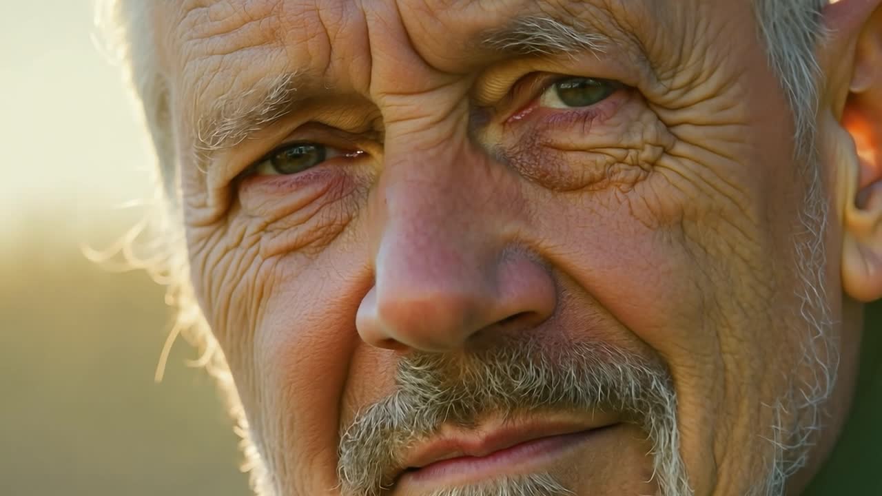 Ritratto ravvicinato di un uomo anziano con la barba grigia