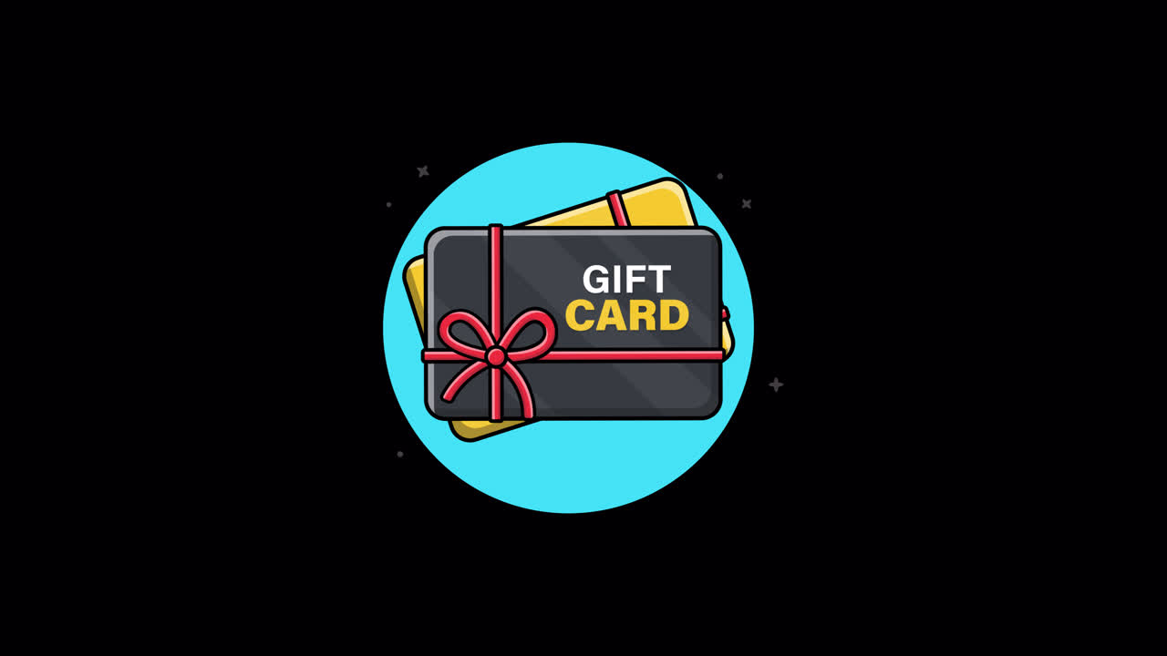 Illustrazione animata di una carta regalo con nastro rosso