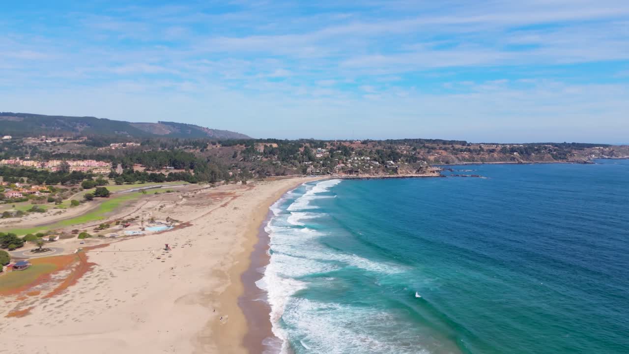 Quintay Chile Casablanca Valparaiso beach sea foam, morning drone