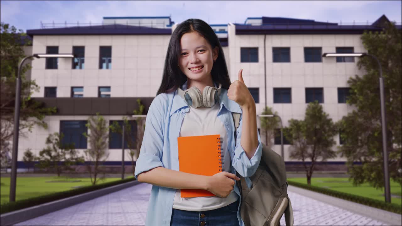 estudiante feliz en el campus