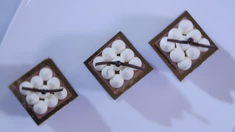 elegant chocolate and cream miniature cakes