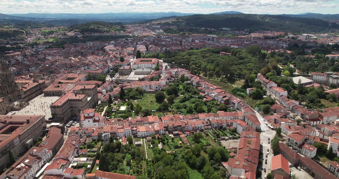 Veduta aerea di Santiago de Compostela, Spagna