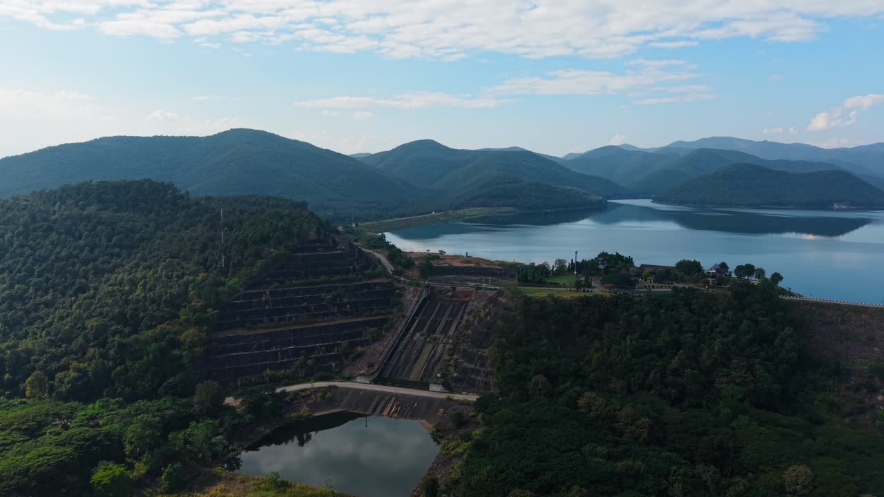 Aerial View of a Dam and Reservoir