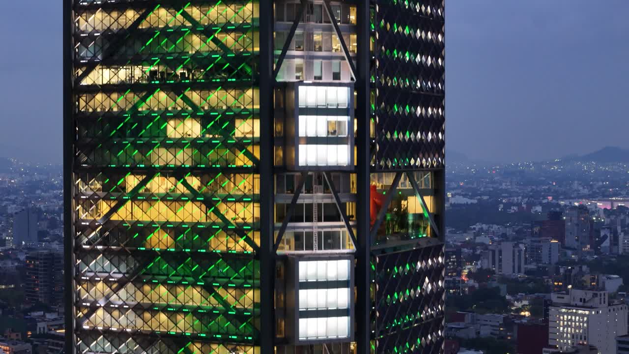 elevational shot of building iluminated in mexico city