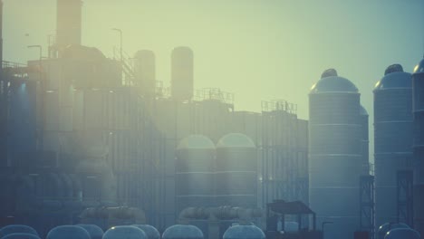 refinery factory with oil storage tanks