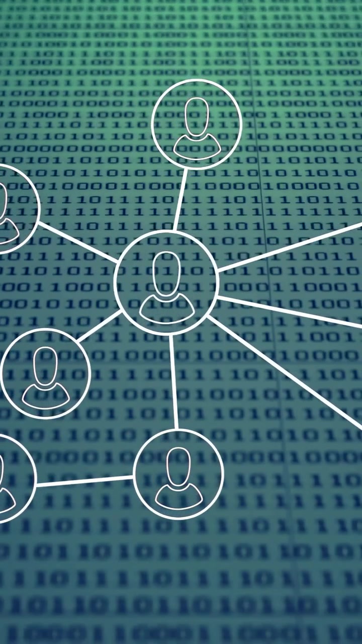 Vertical video: On data load, hub network forming from center, lines reaching to show user links