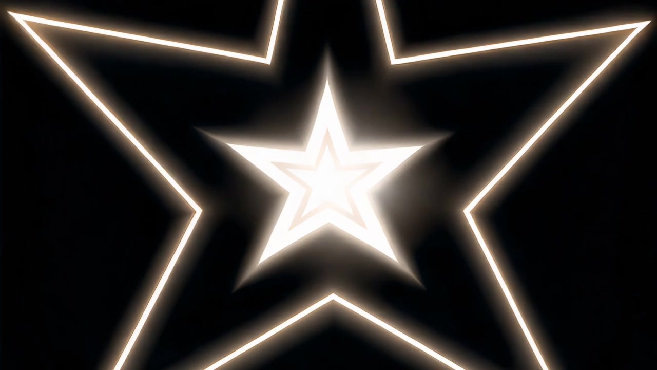 Tunnel di stelle luminose che si espande su sfondo nero