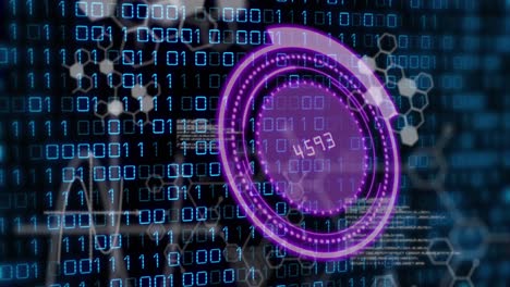 animation of scope scanning with numbers and binary coding processing