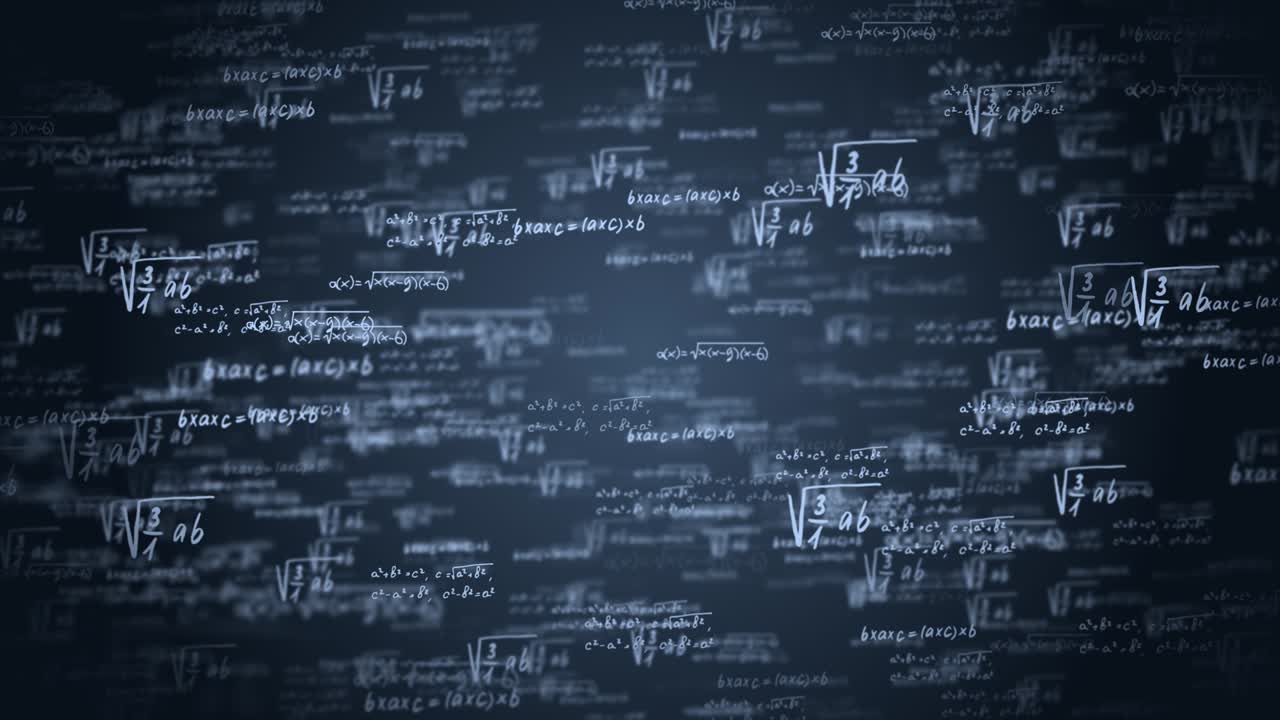 Camera flying through math formulas Green Screen Loop Animation Background.