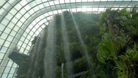 Jardines-Del-Bosque-Nuboso-Junto-A-La-Bahía-Tiro-Giratorio-De-La-Cascada-Principal-De-Singapur