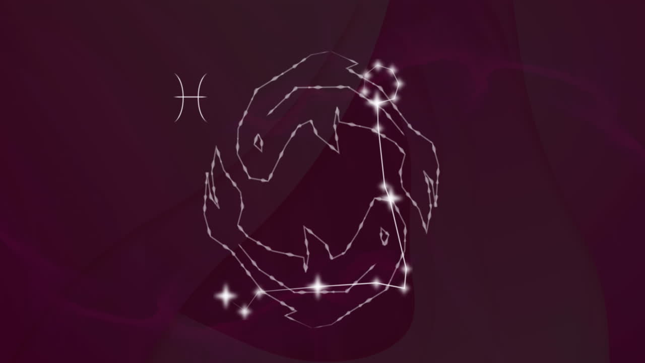 animación del signo de la estrella de los peces con estrellas brillantes.