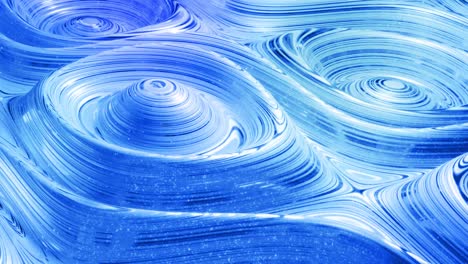 looped abstract liquid background with wavy sparkling pattern on shiny glossy surface. viscous blue fluid like surface of foil or brilliant glass. beautiful creative festive backdrop. simple bright bg