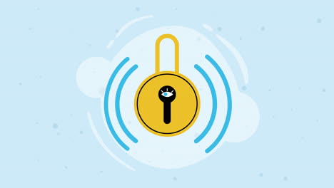 padlock with eye cyber security animation