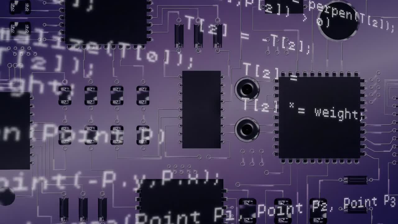Data on purple circuit board